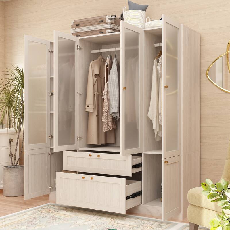 Modular Modern Glass Door WardrobeStorage Closet Solution Armoire On