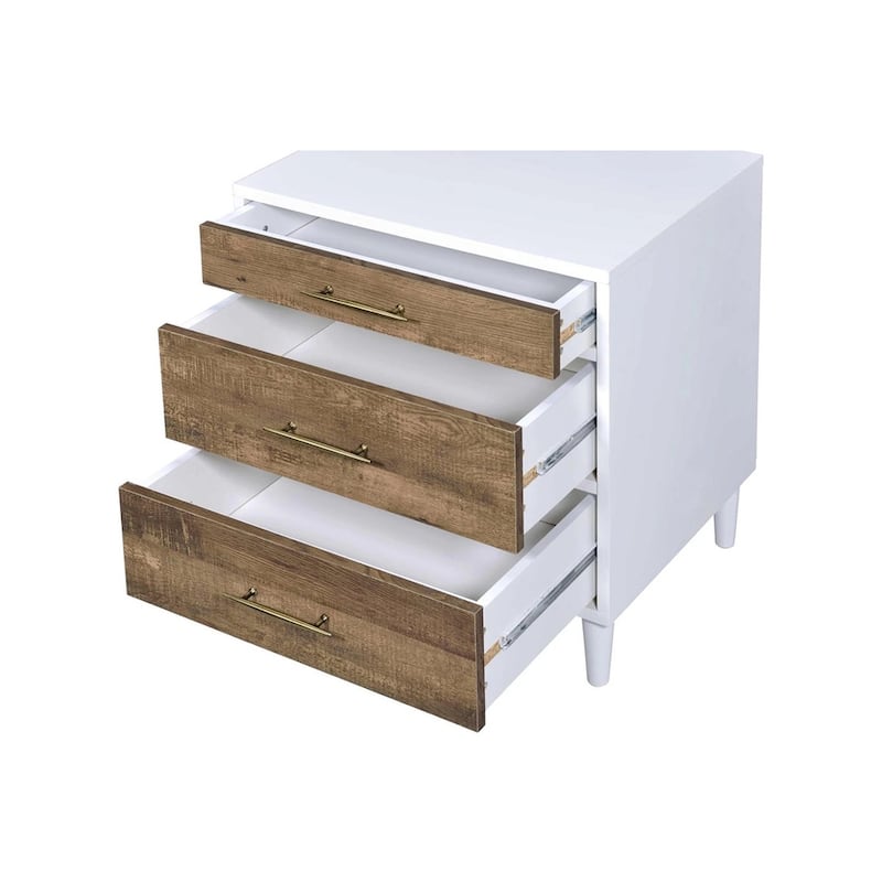 Two-tone Finish Nightstand with 3 Drawers