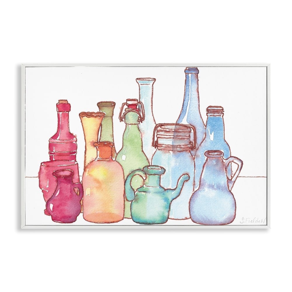 Stupell Colorful Vases Collection Framed Giclee Art Design By Stephanie Fielden
