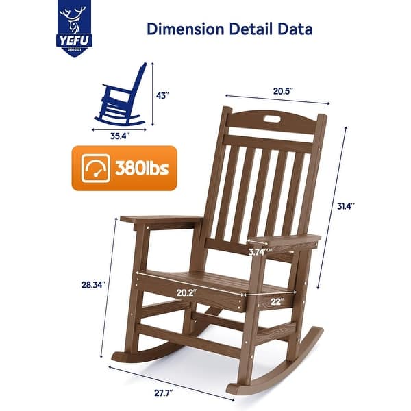 dimension image slide 13 of 24, WINSOON All Weather HIPS Outdoor Rocking Chair, Set of 2