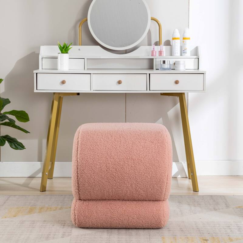 S-shape Ottoman Makeup Stool Footstool （Teddy/Velvet）