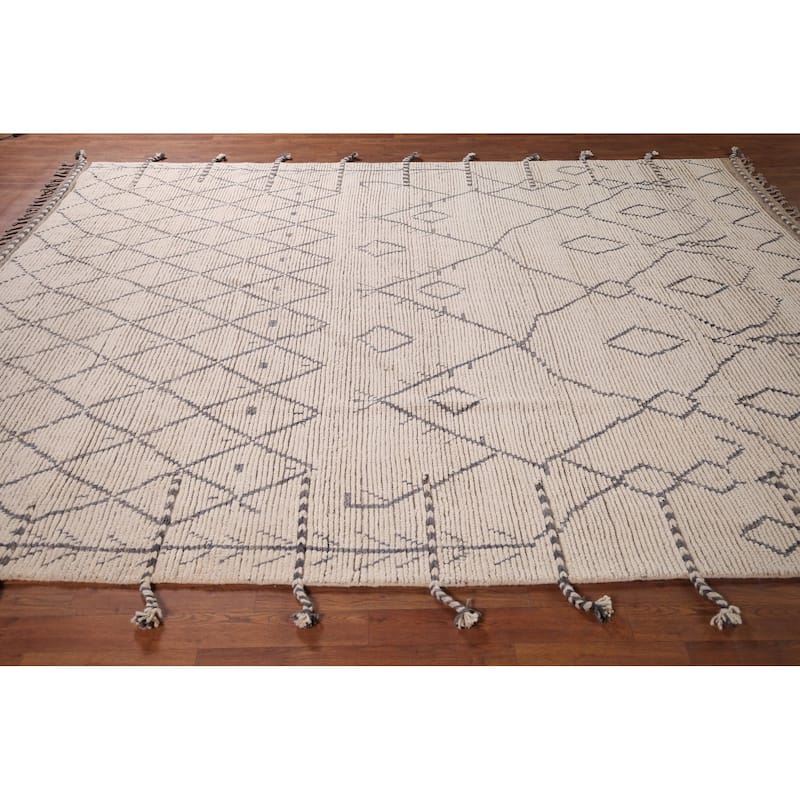 Earth Tone Moroccan Area Rug Handmade Wool Carpet - 8'3" x 10'2"