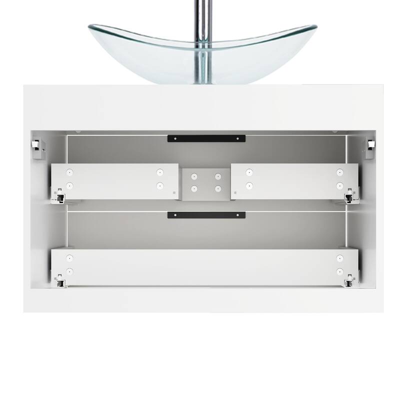 Modern Wall Mounted Bathroom Vanity Set with Vessel Sink & Faucet