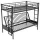 preview thumbnail 9 of 10, Black Twin over Full Metal Bunk Bed with Fence and Multi-Function Design