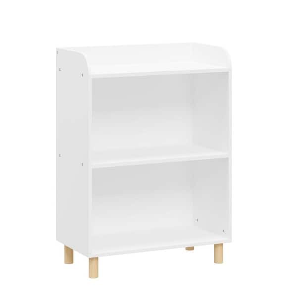 slide 2 of 7, Wooden Children's 3-Tier Bookcase with Pine Wood Legs,White White