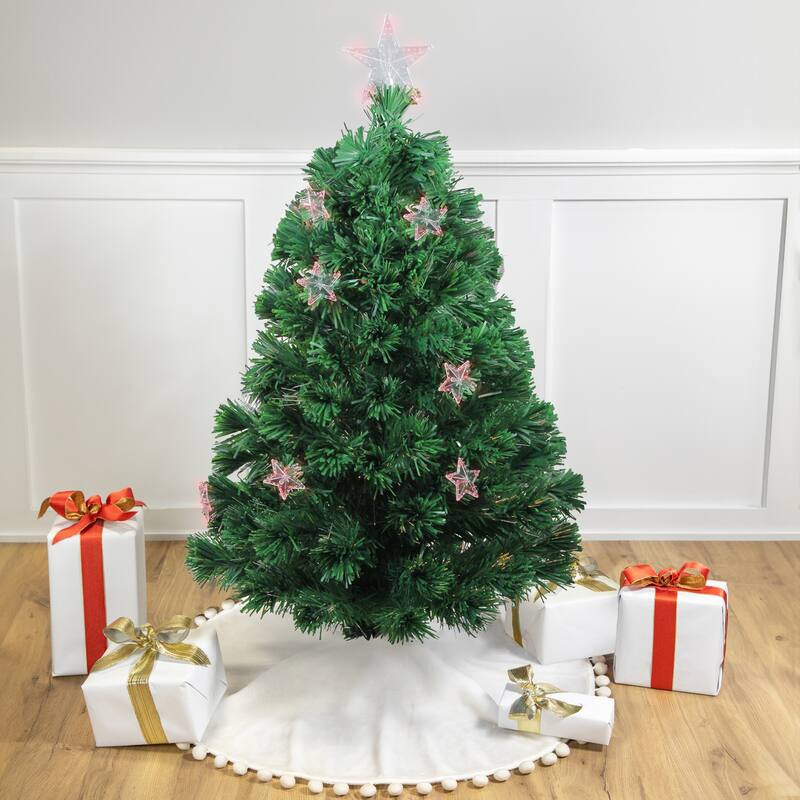 4' Potted Artificial Christmas Tree Stars Multicolor Lights - 4 Foot