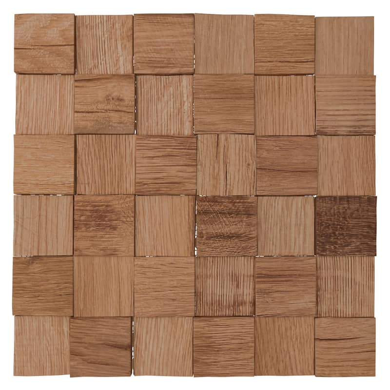 11 7/8"W x 11 7/8"H x 1/2"P Weave Wood Mosaic Wall Tile, Oak - 11 7/8"W x 11 7/8"H x 1/2"P