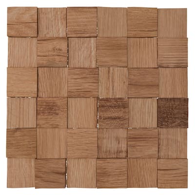 11 7/8"W x 11 7/8"H x 1/2"P Weave Wood Mosaic Wall Tile, Oak - 11 7/8"W x 11 7/8"H x 1/2"P