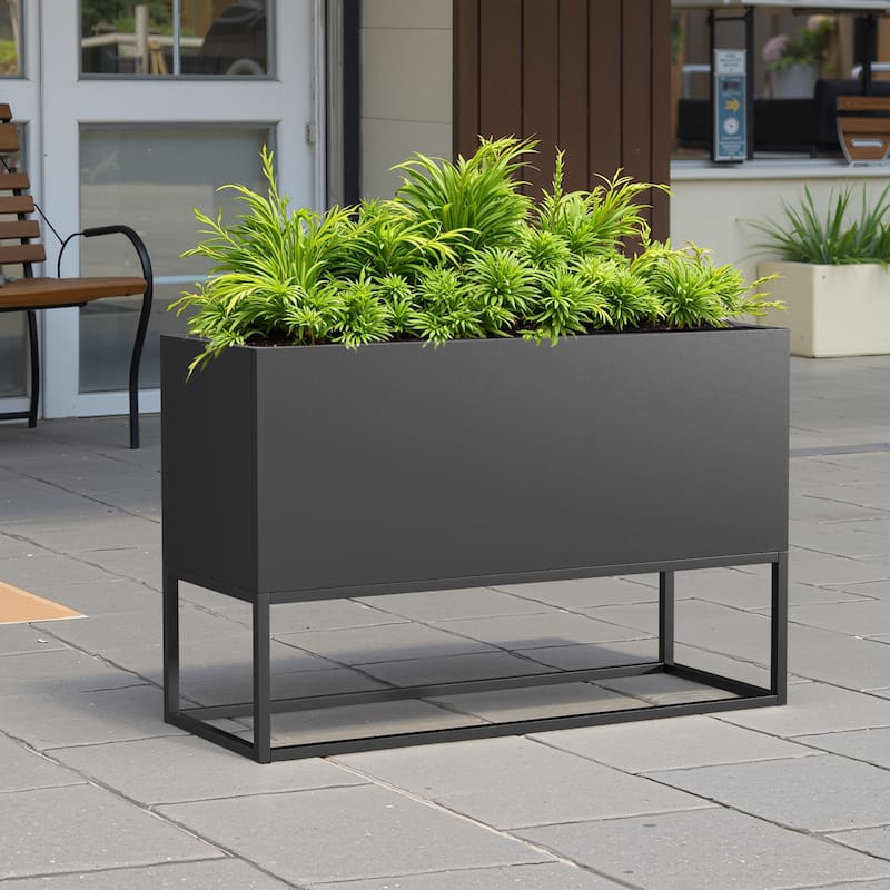 47*18*18 inch Large Metal Rectangular Planter with Shelves and Drainage Holes for Indoor/Outdoor Use, Perfect for Tall Plants