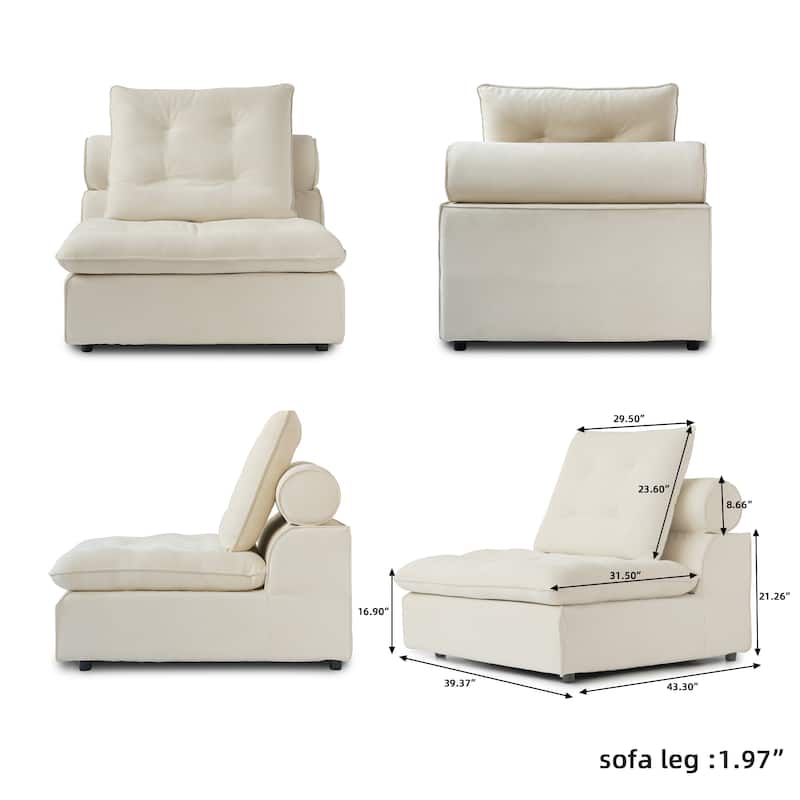 211.77" Down Filled Curved Sectional Sofa Oversized 4 Seater with Ottoman for Living Room Set