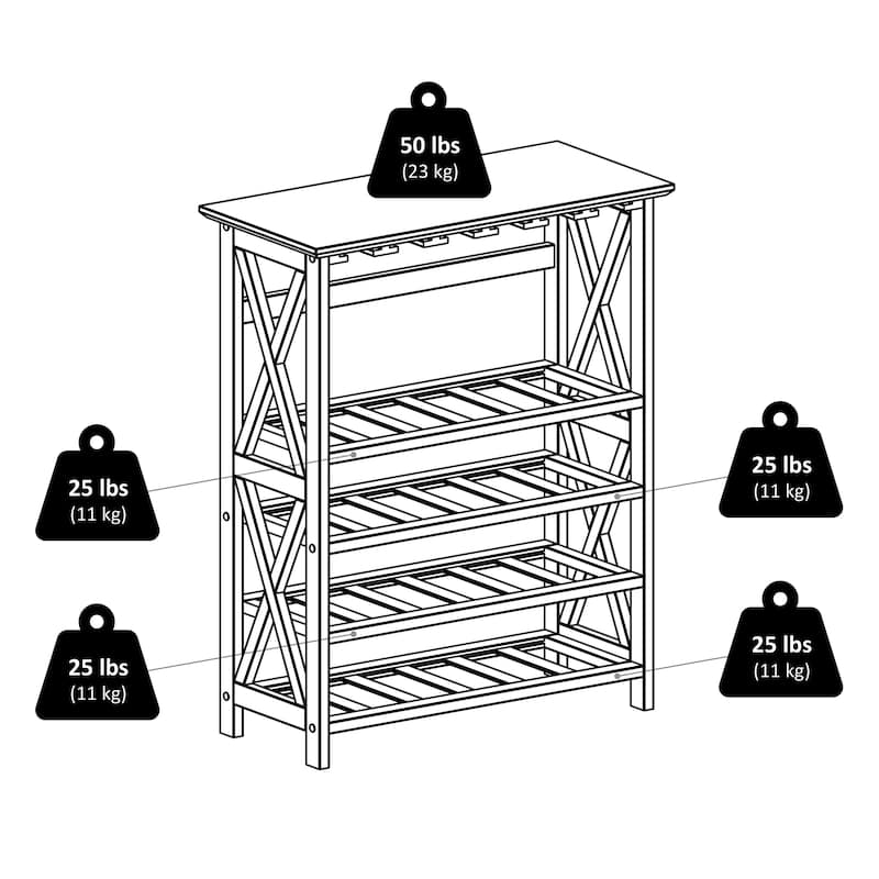 Rio 24-Bottle Wine Rack, Espresso - 28.74 x 13.39 x 35.71 inches