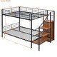 preview thumbnail 4 of 9, Full Over Full Metal Bunk Bed with Storage Ladder & Wardrobe, Black