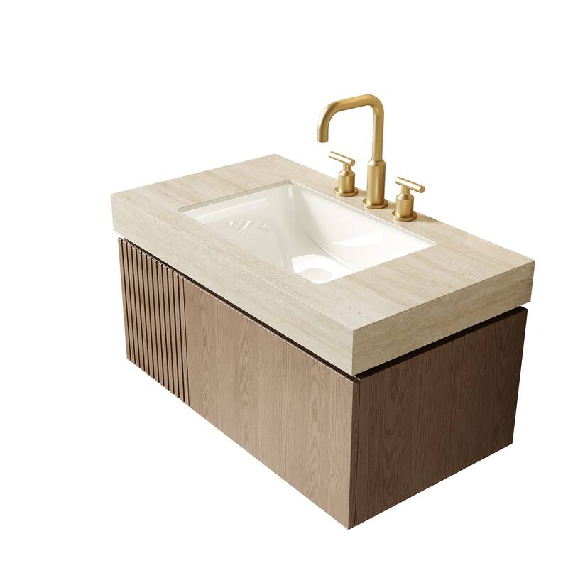 Mondern Floating Bathroom Vanity with 3 Pre-drilled Faucet Holes