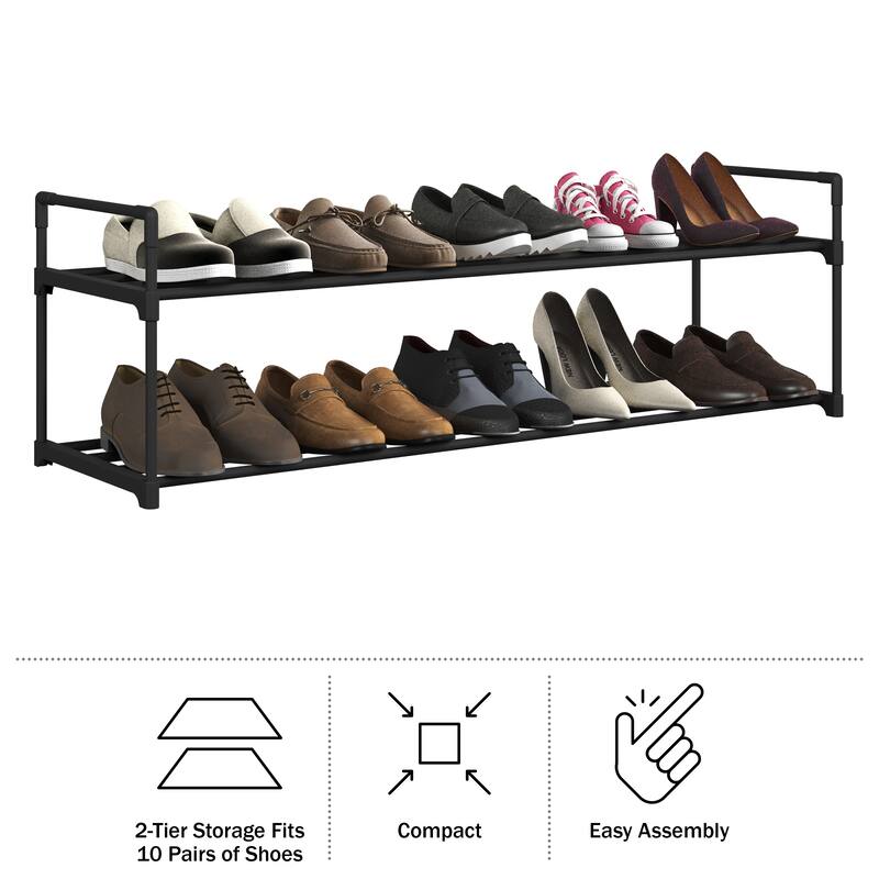 Shoe Rack - Shoe Organizer by Home-Complete (Black)