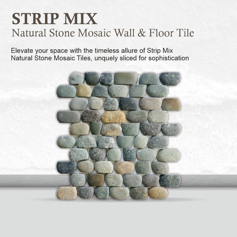 Strip Mix Pebble Mosaic Tiles for Backsplash Kitchen and Bathroom Wall (10.5" X 12") 5 tiles per case - Case (5 Tiles)