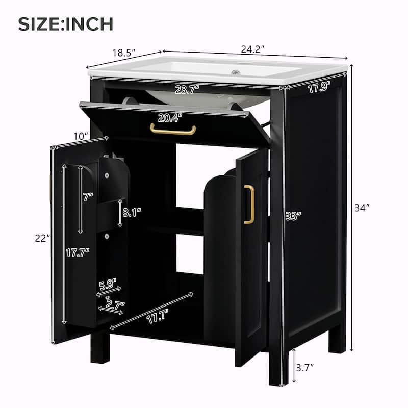 24" Bathroom Vanity Combo with Ceramic Sink