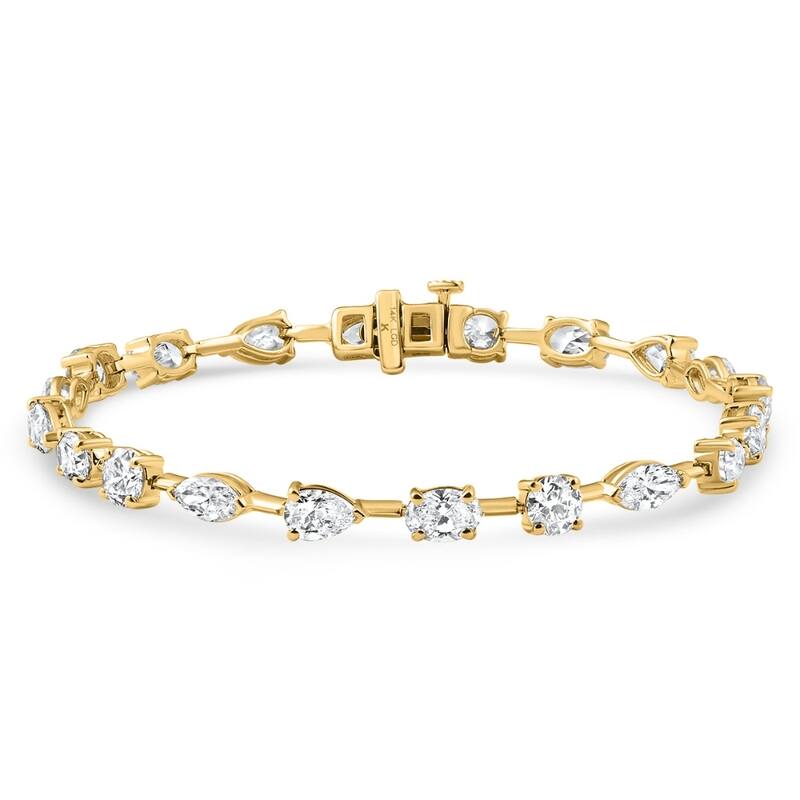 Bliss Diamond 8Ct Mixed Cut Diamond Tennis Bracelet 7" Yellow Gold Lab Grown