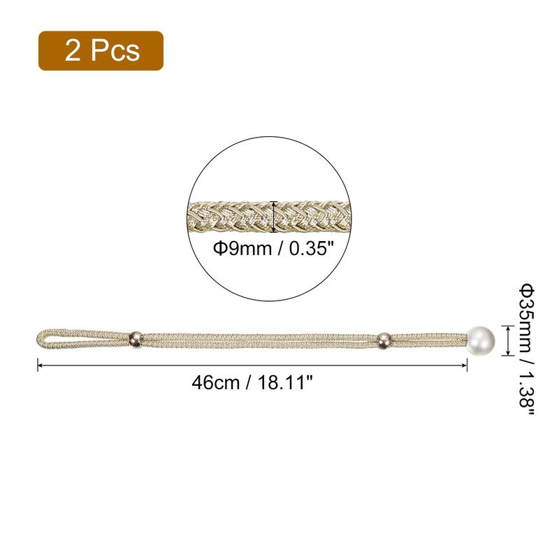 Curtain Tieback, 2 Pack Polyester Hand Woven Decorative Curtain Rope - Champagne