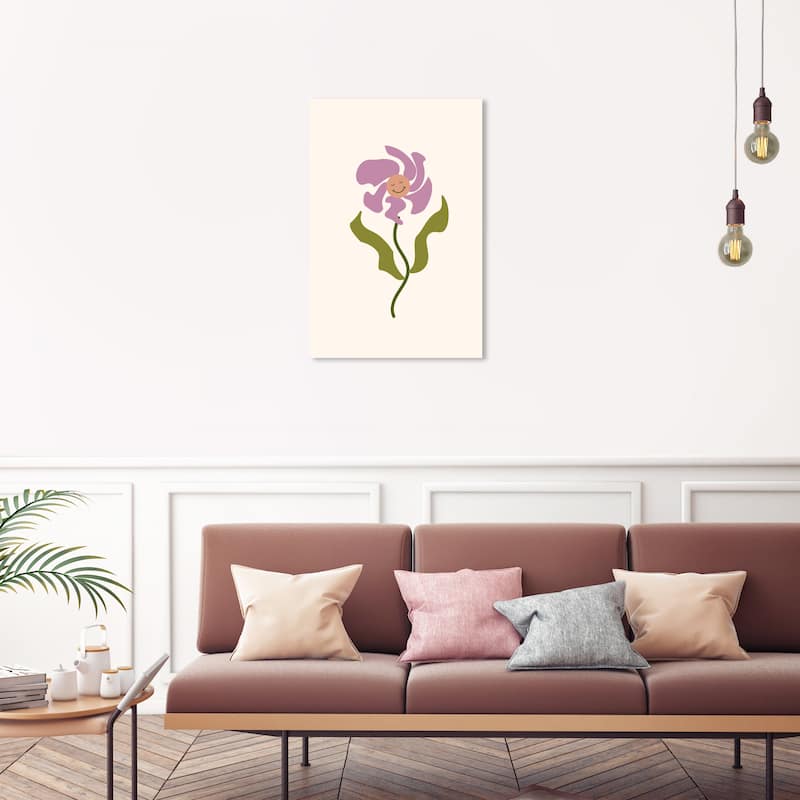 Wynwood Studio Canvas Floral and Botanical Daisy Smile Purple and Light Purple Modern & Contemporary Wall Art Canvas Print - 20 x 30