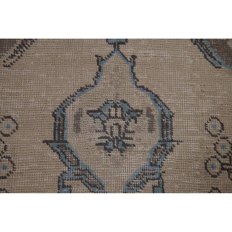Distressed Tabriz Persian Area Rug Handmade Vintage Wool Carpet - 6'5" x 9'4"