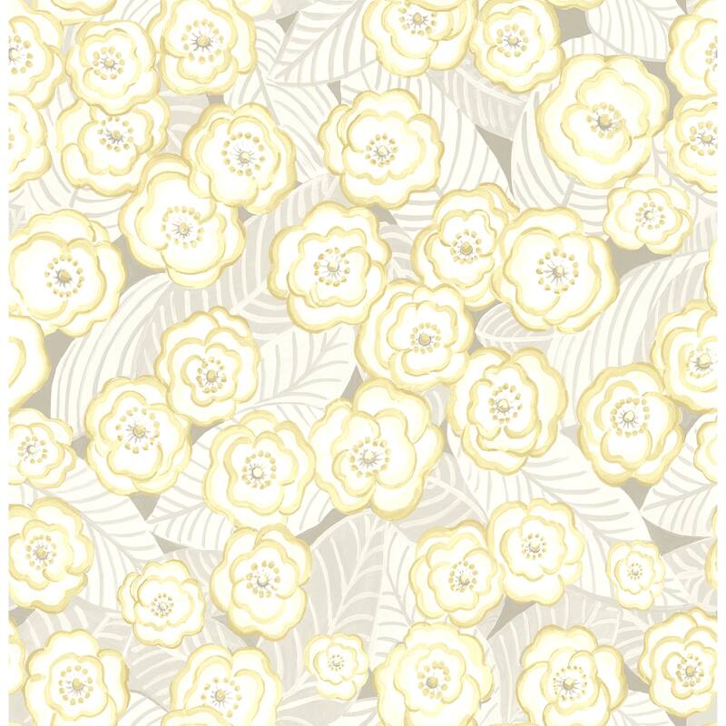 A-Street Prints Emery Light Yellow Floral Wallpaper