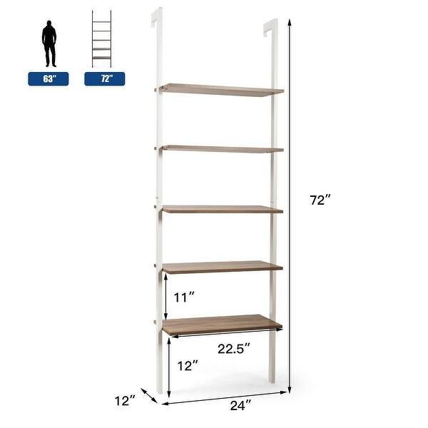 5Tier Metal Frame Ladder Shelf 24" x 12" x 72" (L x W x H) Bed