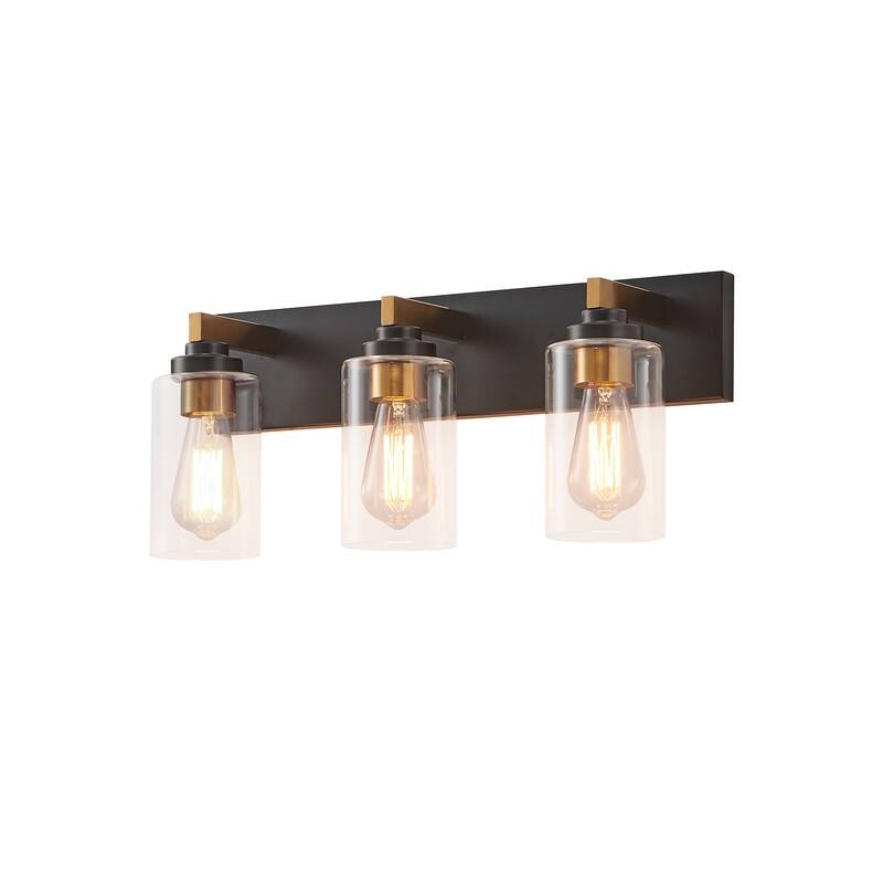 KAWOTI 3-Light Bathroom Vanity Light with Clear Glass Shade
