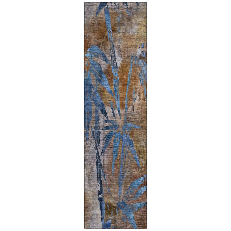 Machine Washable Indoor/ Outdoor Modern Floral Chantille Rug