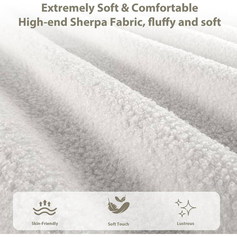 Upholstered Boucle Bed Frame with Headboard, No Box Spring Needed, White