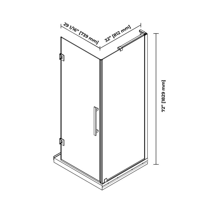 OVE Breeze Pivot Corner Frameless Pivot Shower Door Kit with Base Pan