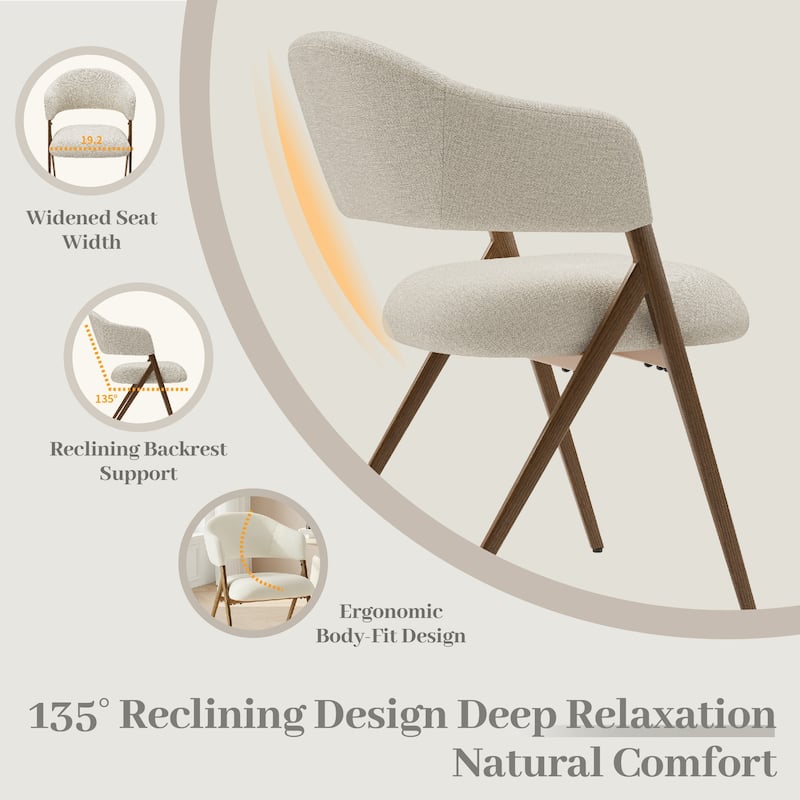 Modern Reclining Dining Chairs, 135° Back & 18.9" Wide Seat with Thick Cushion