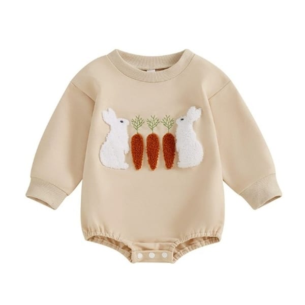 slide 1 of 1, Laurenza's Baby Gender Neutral Bunny Sweatshirt Bodysuit