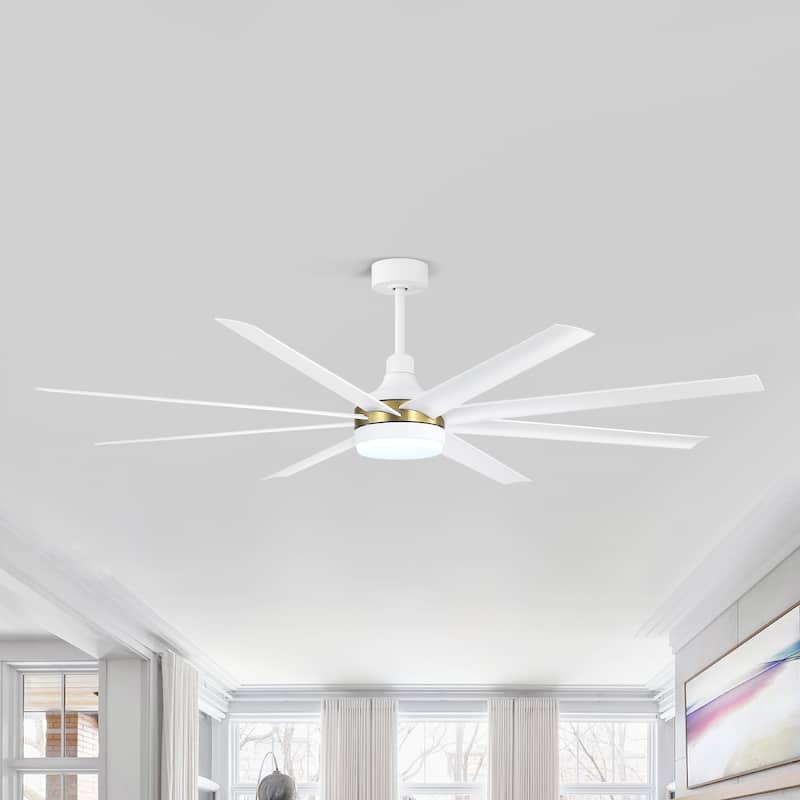 72-in Gold Large Indoor Ceiling Fan with Light Remote (8-Blade)
