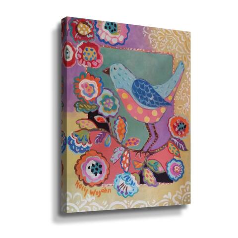 Blue Boho Bird Gallery Wrapped Canvas