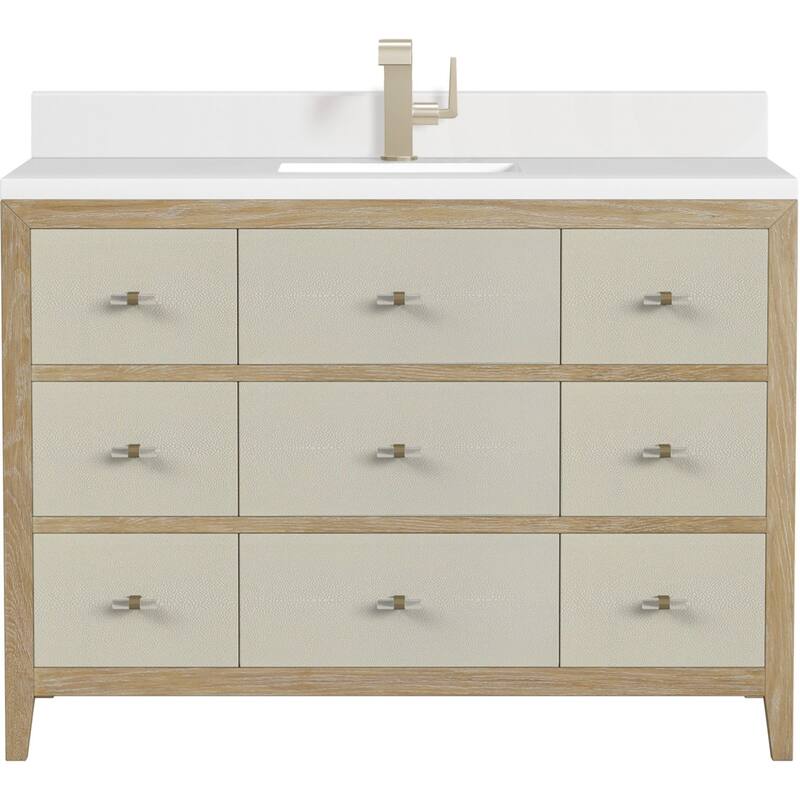 James Martin Vanities D604-V48-1WZ Celeste 48" Single Basin Wood - Sunwashed Oak / Embossed Shagreen - Oak Finish