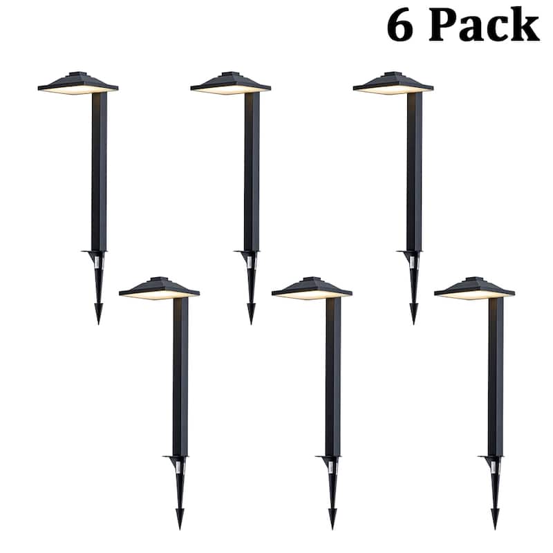 LED Low Voltage Landscape Path Light Bright Waterproof Outdoor Pathway Light for Walkway, Garden, Yard & Driveway (6 pack ) - W5‘’ - Black