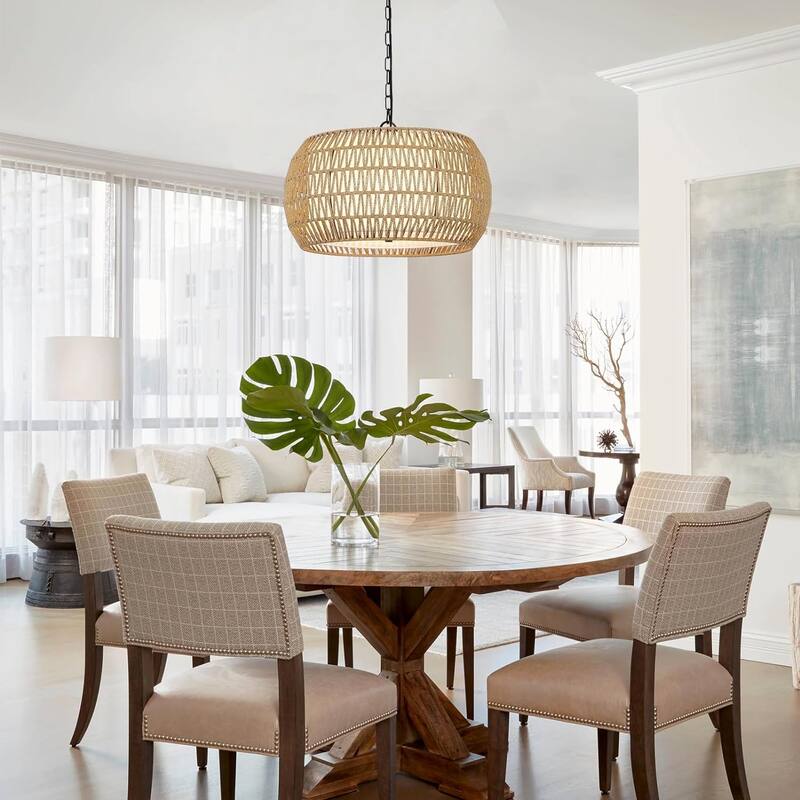 Rattan Farmhouse Chandelier Light Fixtures