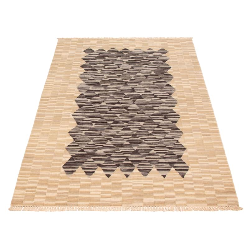 Ankara FW Grey, Khaki Kilim 5'2" x 8'1" - 5'2 x 8'1