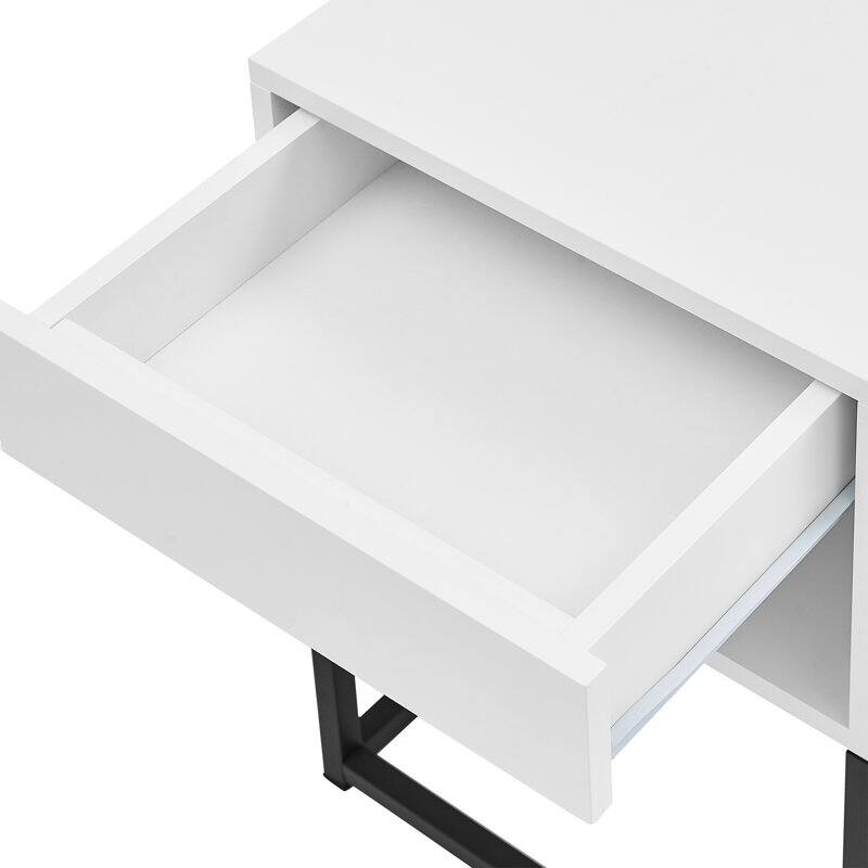 BIKAHOM Simple End Table with Drawer and Shelf for Any Room,Nightstand,Metal Leg Design