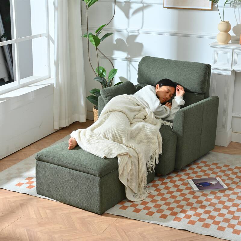 GDFStudio - Oversized 35" Accent Chair with Storage Ottoman