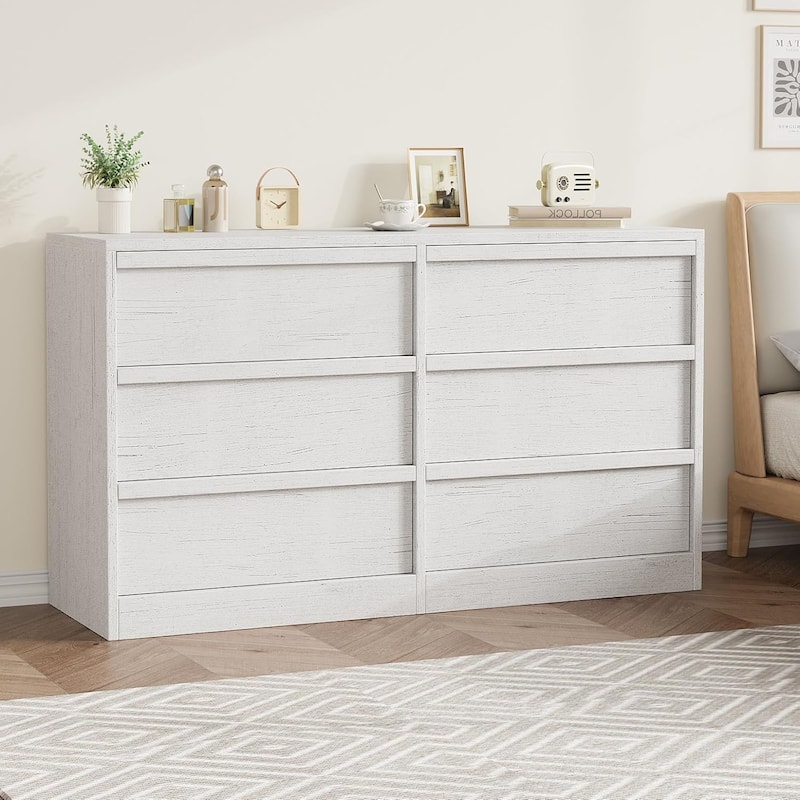 Modern Double Dresser Organizer with Large Storage, Wooden Chest of Drawers