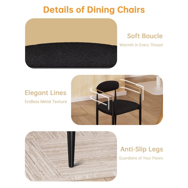 Mordern Fort 6-Piece Boucle Dining Chairs Set, Boucle Accent Arm Chair