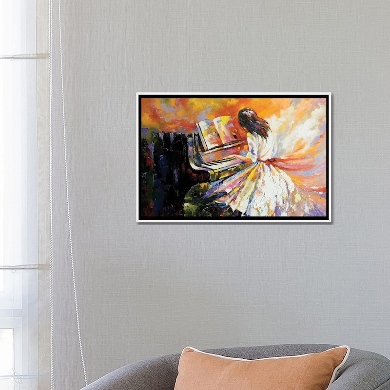 iCanvas "The Girl Playing On The Piano" by balaikin Framed Canvas Print