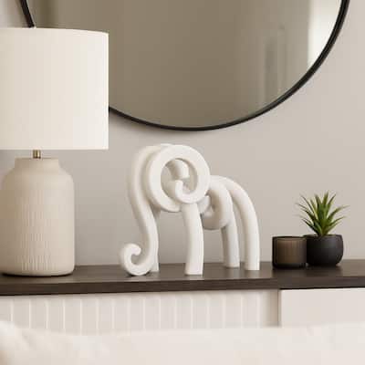 Resin Sculpture Modern Ninove Abstract Elephant Design - 10" White - 12.75" x 4.5" x 10.25"