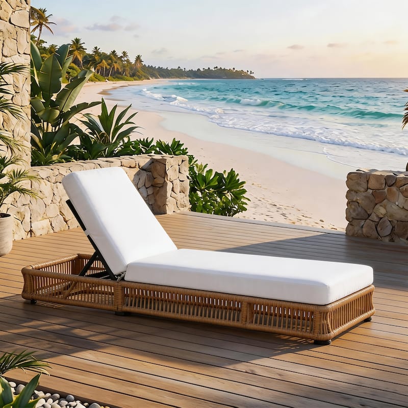 Adjustable Backrest Outdoor Chaise Lounge Chair Patio Pool Lounger