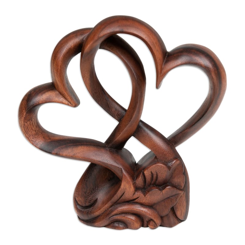 Novica Handmade Beloved Heart Wood Sculpture