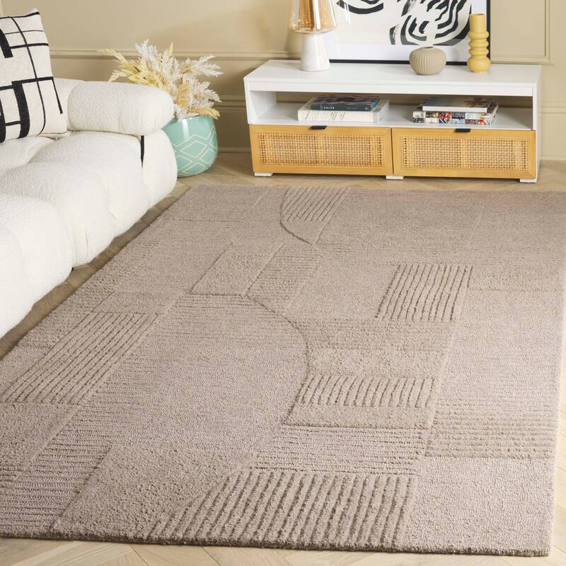 SAFAVIEH Handmade Harvest Valbona Modern Contemporary Wool Rug - 5' x 8' - Sage/Grey