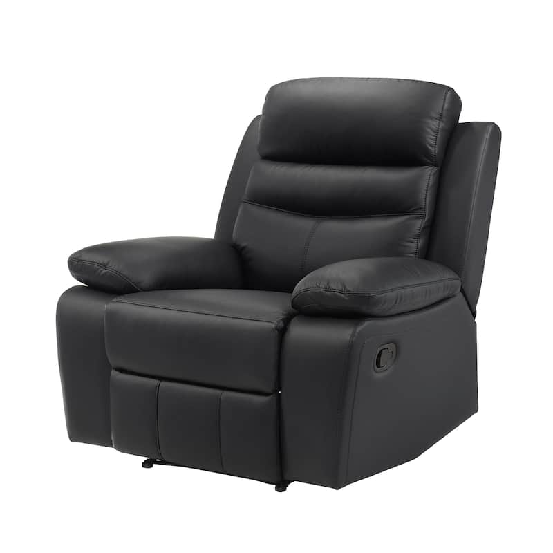 Hanna Manual Reclining Chair, Black Top Grain Leather