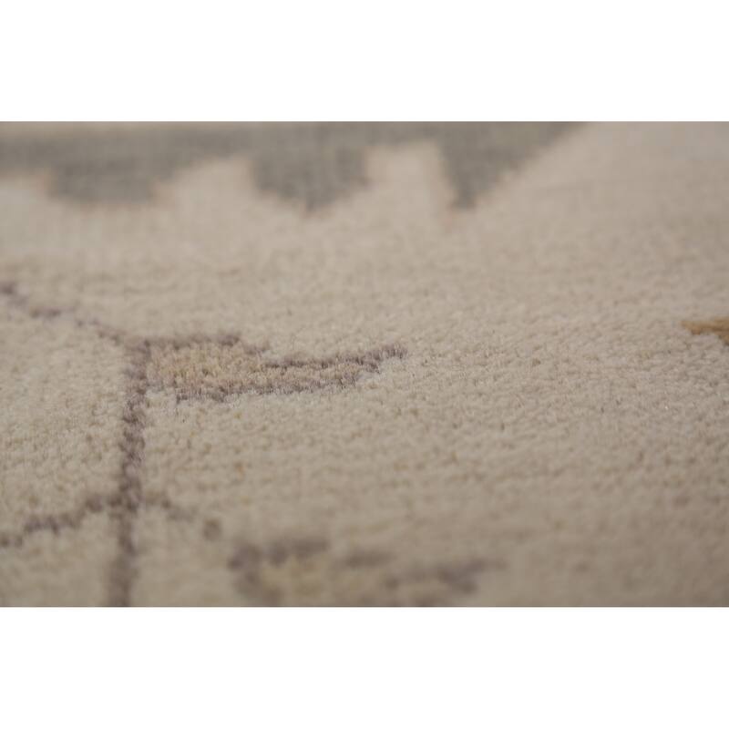 Earth Tone Oushak Indian Large Rug Hand-Knotted Wool Carpet - 7'11"x 15'8"