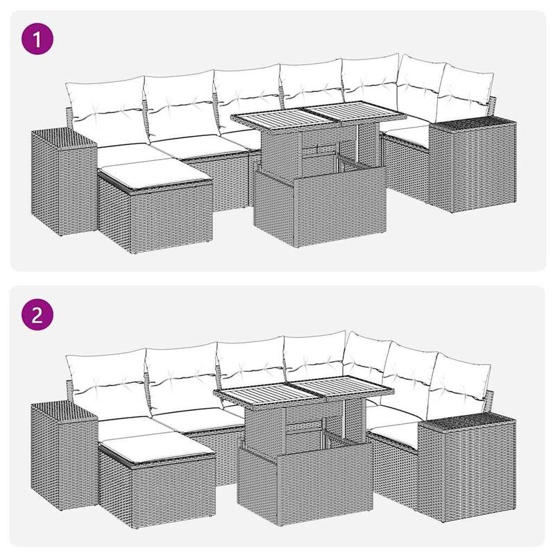vidaXL Patio Sofa Set with Cushions Conversation Set Outdoor 8 Piece Poly Rattan